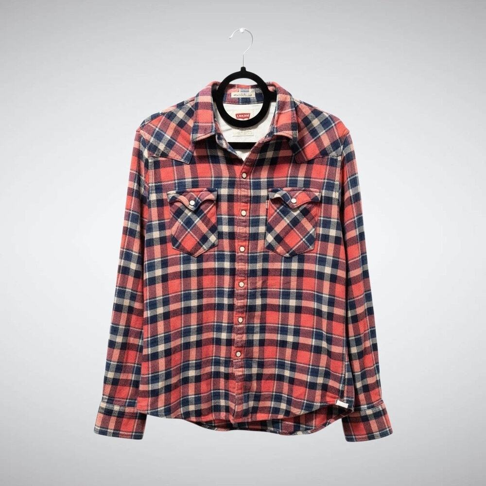 Vintage Style Levi’s Plaid Western Core Pearl Snap Button Down M